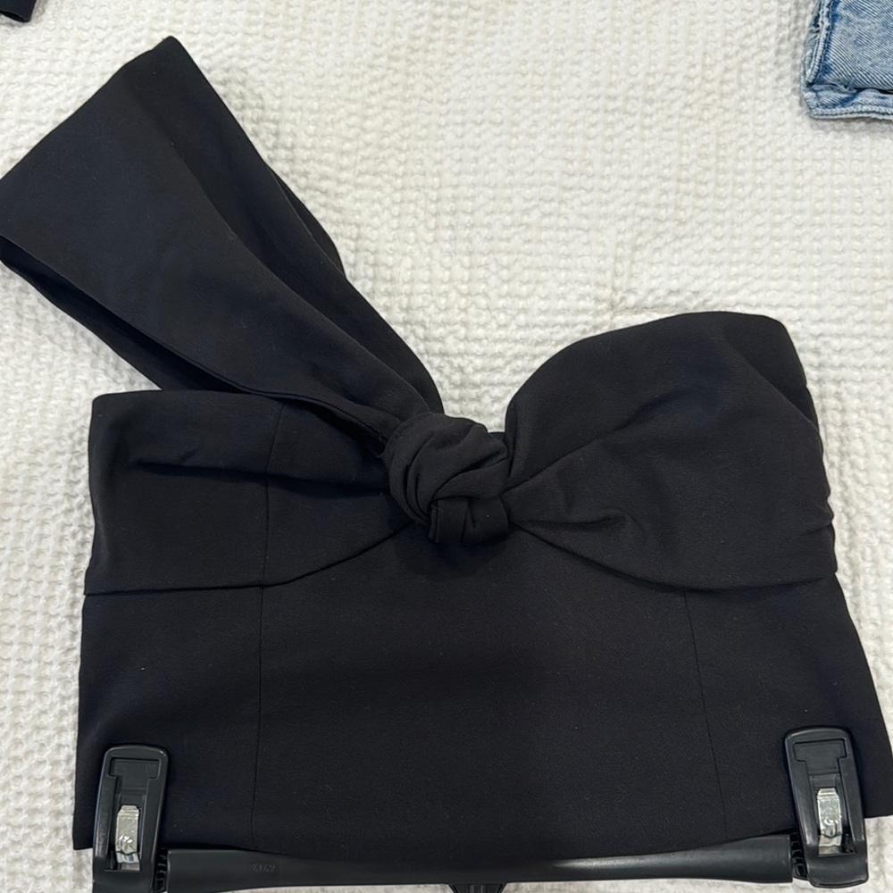 Zara Black Strapless Bow Top